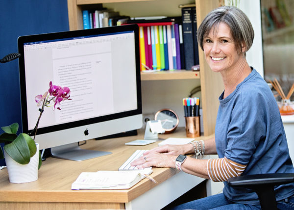 Imogen Clark million selling author at her desk